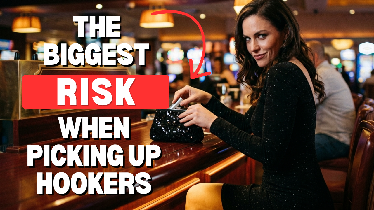 A suspicious looking woman at a casino bar with the article title in bold text