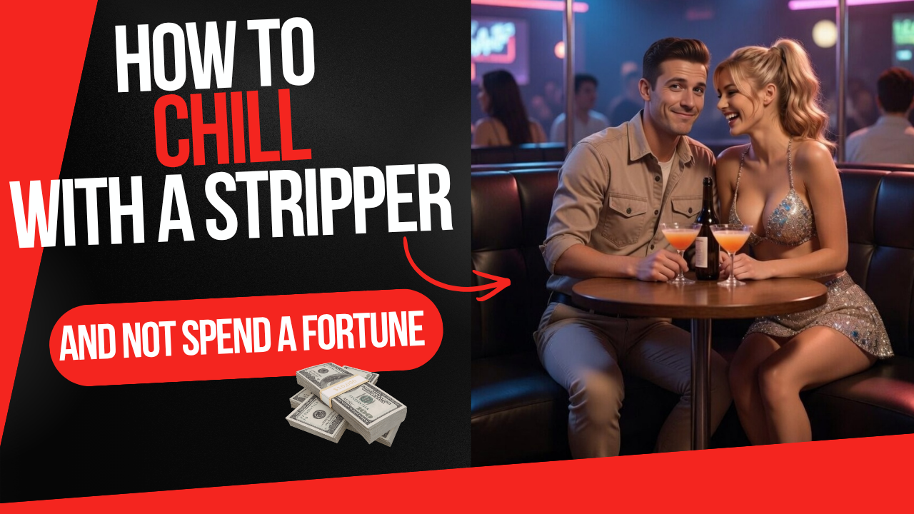 a customer at a strip club sitting with a stripper and they are having drinks