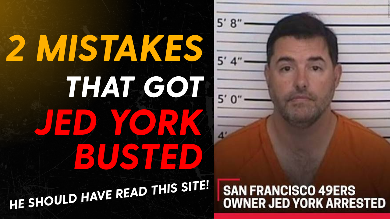 A mug shot of Jed York along with the title of the article in bold text